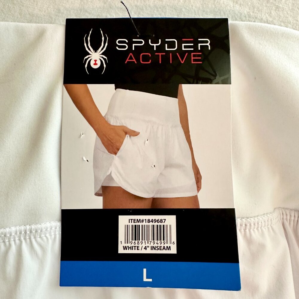Spyder Women's Athletic Active Shorts L White With Compression Inner Shorts